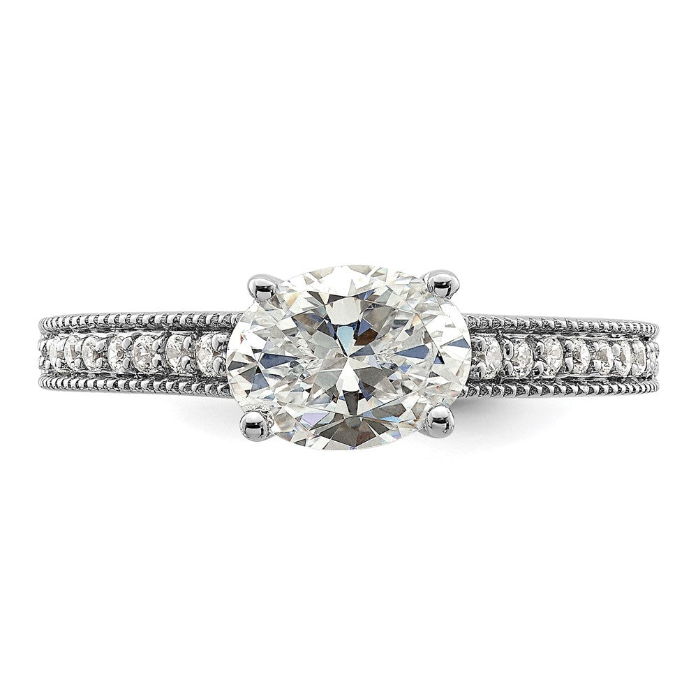 14K Weißgold Ring mit Semi-Mount-Fassung für ovale Labordiamanten Ost-West, VS/SI+ G+