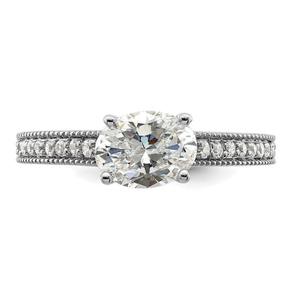 14K Weißgold Ring mit Semi-Mount-Fassung für ovale Labordiamanten Ost-West, VS/SI+ G+