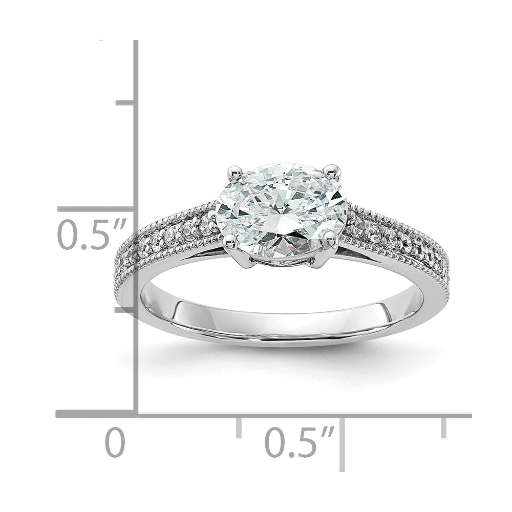14K Weißgold Ring mit Semi-Mount-Fassung für ovale Labordiamanten Ost-West, VS/SI+ G+