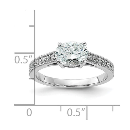 14K Weißgold Ring mit Semi-Mount-Fassung für ovale Labordiamanten Ost-West, VS/SI+ G+