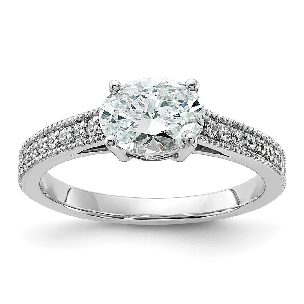 14K Weißgold Ring mit Semi-Mount-Fassung für ovale Labordiamanten Ost-West, VS/SI+ G+