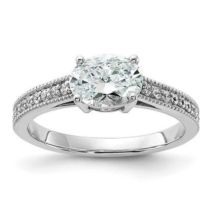 14K Weißgold Ring mit Semi-Mount-Fassung für ovale Labordiamanten Ost-West, VS/SI+ G+