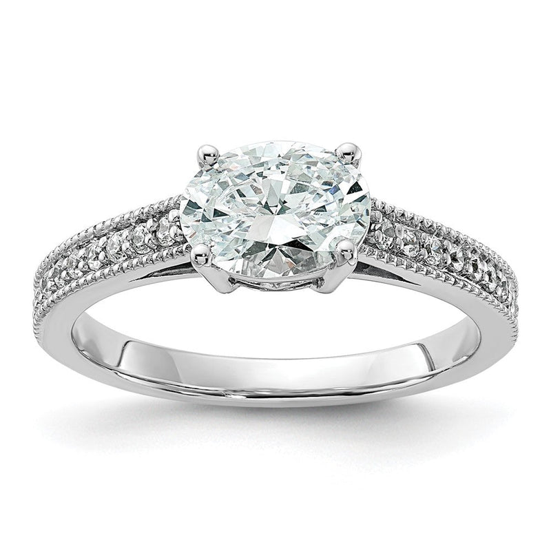 14K Weißgold Ring mit Semi-Mount-Fassung für ovale Labordiamanten Ost-West, VS/SI+ G+