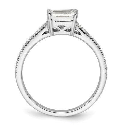 14K Weißgold Ring mit im Labor gezüchteten Diamanten, VS/SI+ G+, Smaragdschliff, Semi-Mount, Ost-West