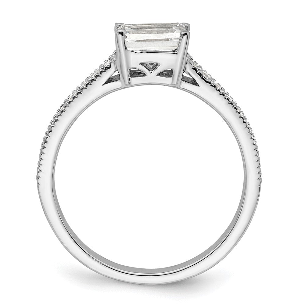 14K Weißgold Ring mit im Labor gezüchteten Diamanten, VS/SI FGH, Fassung für Smaragd, Ost-West