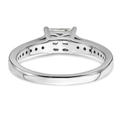 14K Weißgold Ring mit im Labor gezüchteten Diamanten, VS/SI+ G+, Smaragdschliff, Semi-Mount, Ost-West