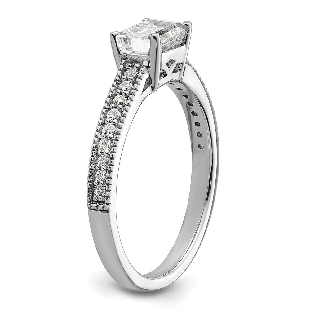 14K Weißgold Ring mit im Labor gezüchteten Diamanten, VS/SI+ G+, Smaragdschliff, Semi-Mount, Ost-West