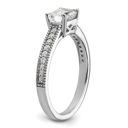 14K Weißgold Ring mit im Labor gezüchteten Diamanten, VS/SI+ G+, Smaragdschliff, Semi-Mount, Ost-West