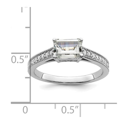 14K Weißgold Ring mit im Labor gezüchteten Diamanten, VS/SI FGH, Fassung für Smaragd, Ost-West