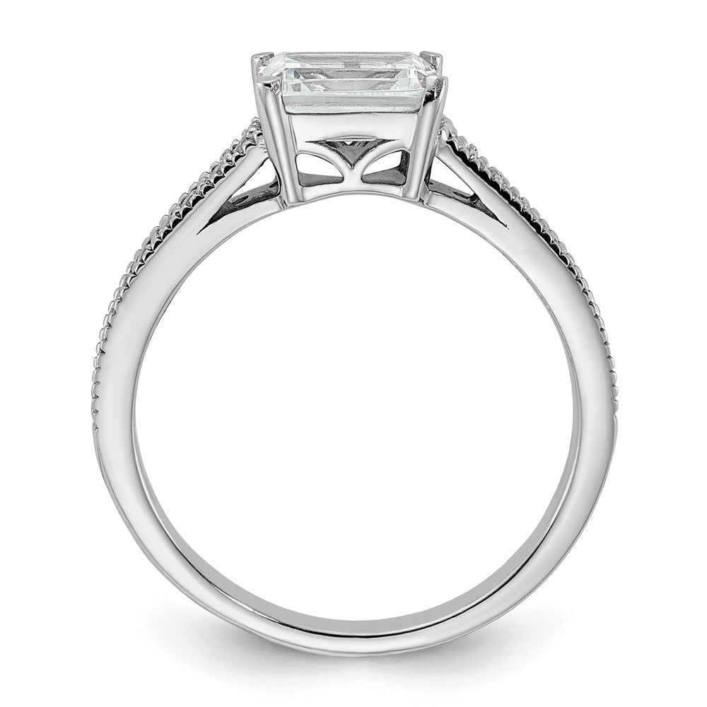 14K Weißgold Ring mit im Labor gezüchtetem Diamant, Semi-Mount, Smaragdschliff, Ost-West, VS/SI+ G+