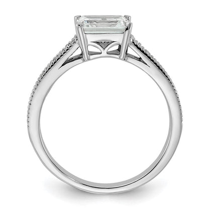 14K Weißgold Ring mit im Labor gezüchtetem Diamant, Semi-Mount, Smaragdschliff, Ost-West, VS/SI+ G+