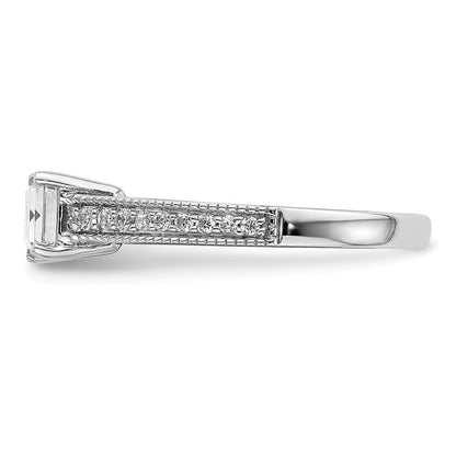 14K Weißgold Ring mit im Labor gezüchtetem Diamant, Semi-Mount, Smaragdschliff, Ost-West, VS/SI+ G+