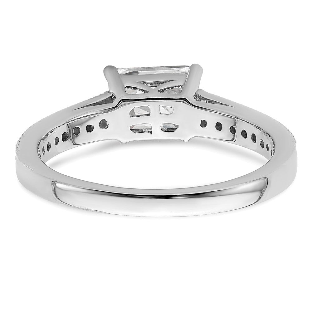 14K Weißgold Ring mit im Labor gezüchtetem Diamant, Semi-Mount, Smaragdschliff, Ost-West, VS/SI+ G+