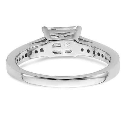 14K Weißgold Ring mit im Labor gezüchtetem Diamant, Semi-Mount, Smaragdschliff, Ost-West, VS/SI+ G+