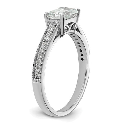 14K Weißgold Ring mit im Labor gezüchtetem Diamant, Semi-Mount, Smaragdschliff, Ost-West, VS/SI+ G+