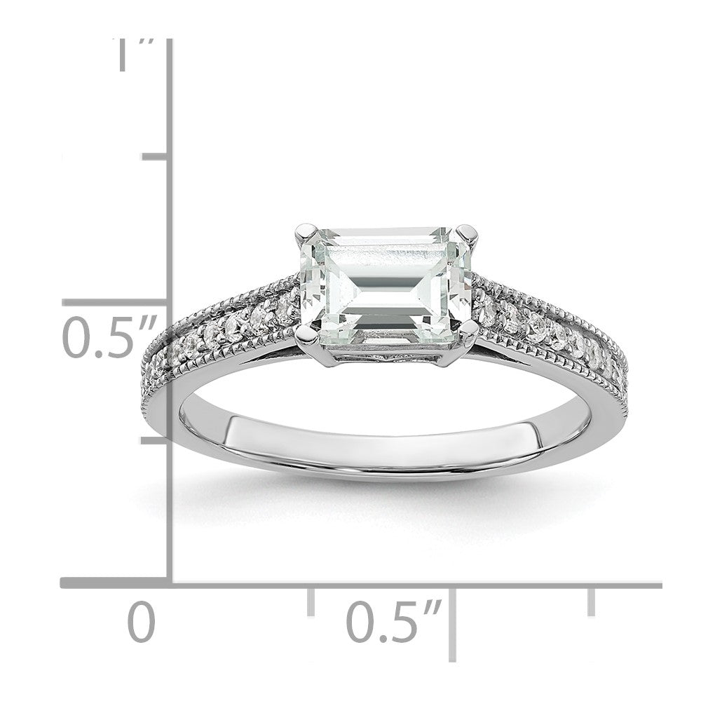 14K Weißgold Ring mit im Labor gezüchtetem Diamant, Semi-Mount, Smaragdschliff, Ost-West, VS/SI+ G+