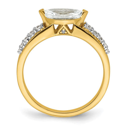 14K Bicolor Ost West (holds 3/4 Karat (9.2x5.00mm) Marquise Mittig) 1/8 Diamant Halbfassung Verlobungsring