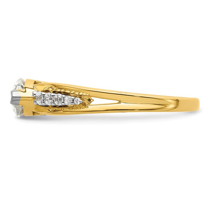 14K Bicolor Ost West (holds 3/4 Karat (9.2x5.00mm) Marquise Mittig) 1/8 Diamant Halbfassung Verlobungsring