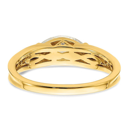 14K Bicolor Ost West (holds 3/4 Karat (9.2x5.00mm) Marquise Mittig) 1/8 Diamant Halbfassung Verlobungsring