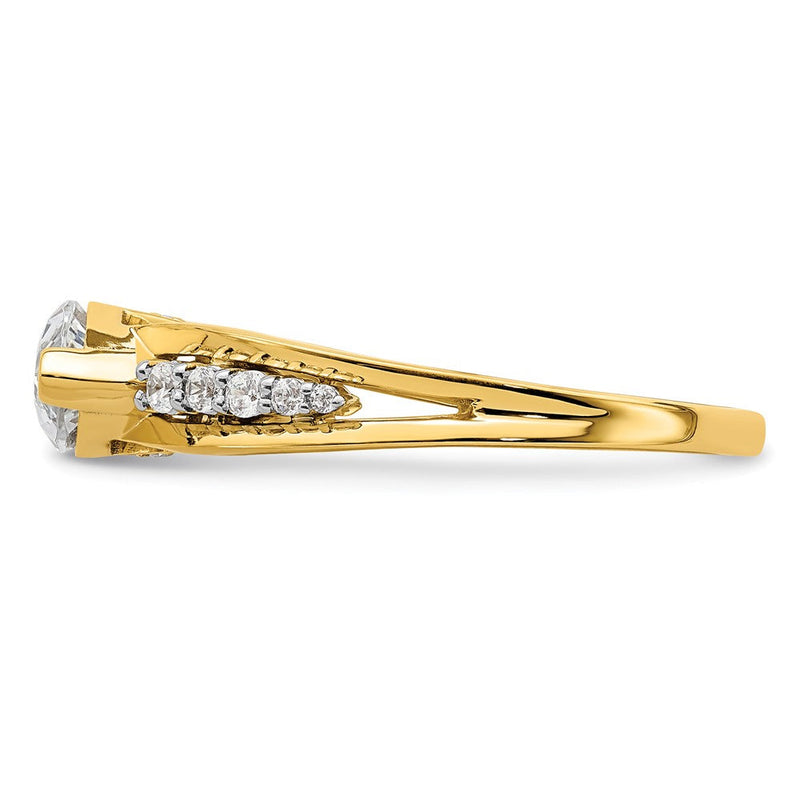 14K Bicolor Gold Ost West (holds 1 Karat (10.5x5.6mm) Marquise Mittig) 1/6 Karat Diamant Halbfassung Verlobungsring