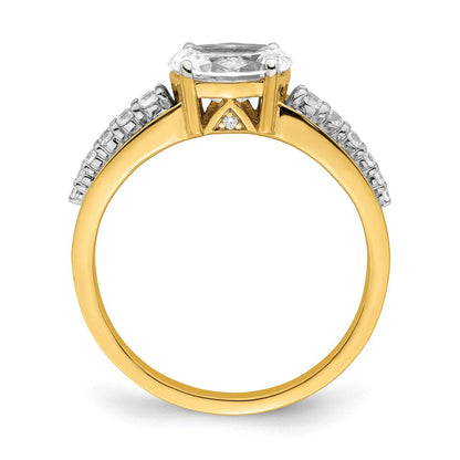 14K Bicolor Verlobungsring mit Oval-Semi-Mount, 1 ct. Diamant im Mittelstein und 0,17 ct. Laborgezüchteten Diamanten, VS/SI+ G+