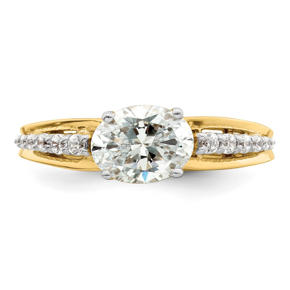 14K Bicolor Verlobungsring mit Oval-Semi-Mount, 1 ct. Diamant im Mittelstein und 0,17 ct. Laborgezüchteten Diamanten, VS/SI+ G+