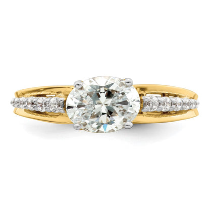 14K Bicolor Verlobungsring mit Oval-Semi-Mount, 1 ct. Diamant im Mittelstein und 0,17 ct. Laborgezüchteten Diamanten, VS/SI+ G+