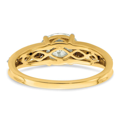 14K Bicolor Verlobungsring mit Oval-Semi-Mount, 1 ct. Diamant im Mittelstein und 0,17 ct. Laborgezüchteten Diamanten, VS/SI+ G+