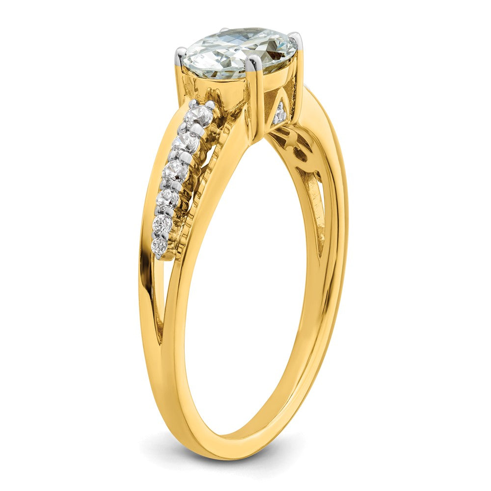 14K Bicolor Verlobungsring mit Oval-Semi-Mount, 1 ct. Diamant im Mittelstein und 0,17 ct. Laborgezüchteten Diamanten, VS/SI+ G+
