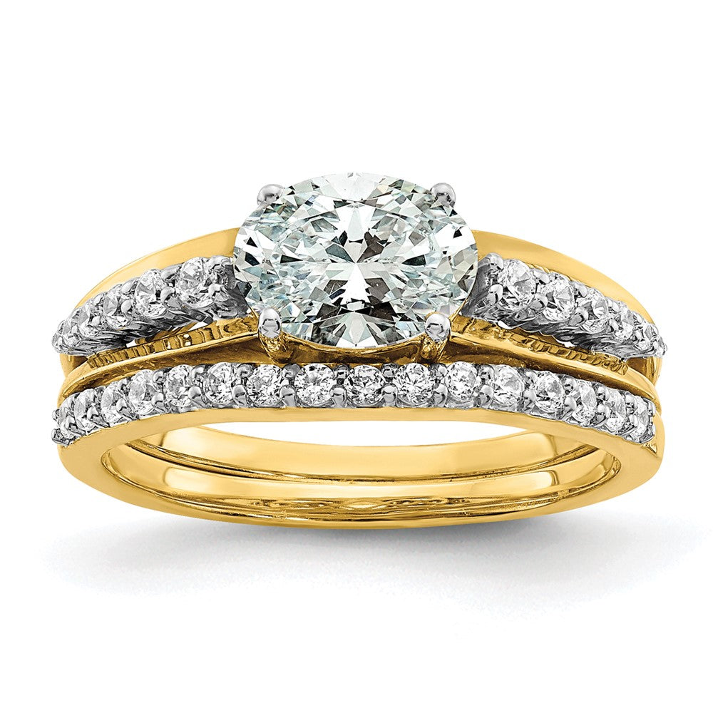 14K Bicolor Verlobungsring mit Oval-Semi-Mount, 1 ct. Diamant im Mittelstein und 0,17 ct. Laborgezüchteten Diamanten, VS/SI+ G+