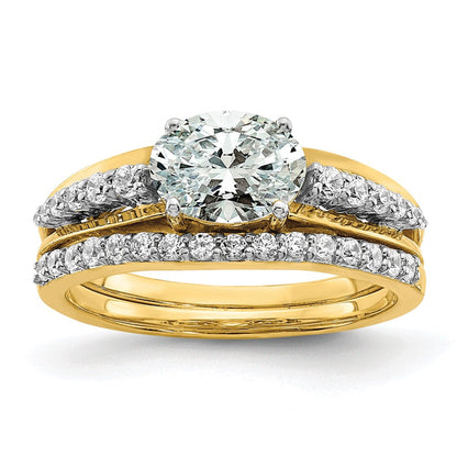 14K Bicolor Verlobungsring mit Oval-Semi-Mount, 1 ct. Diamant im Mittelstein und 0,17 ct. Laborgezüchteten Diamanten, VS/SI+ G+