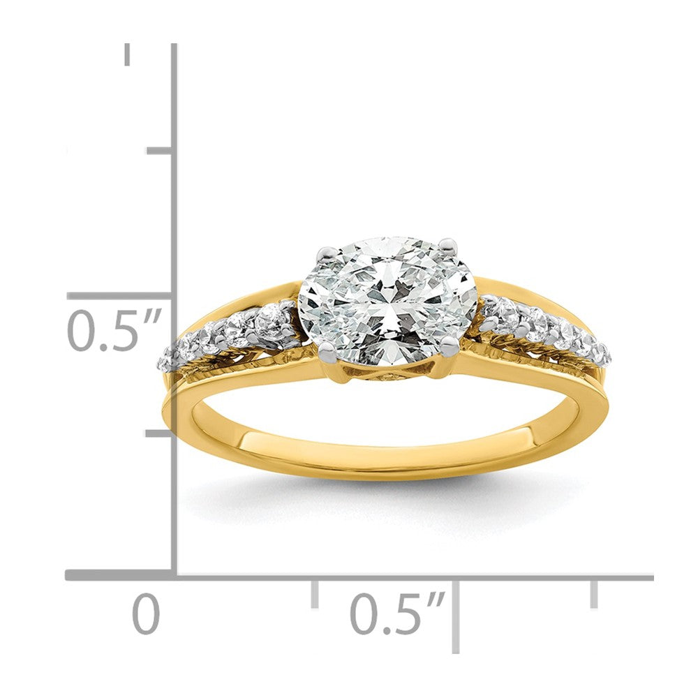 14K Bicolor Verlobungsring mit Oval-Semi-Mount, 1 ct. Diamant im Mittelstein und 0,17 ct. Laborgezüchteten Diamanten, VS/SI+ G+