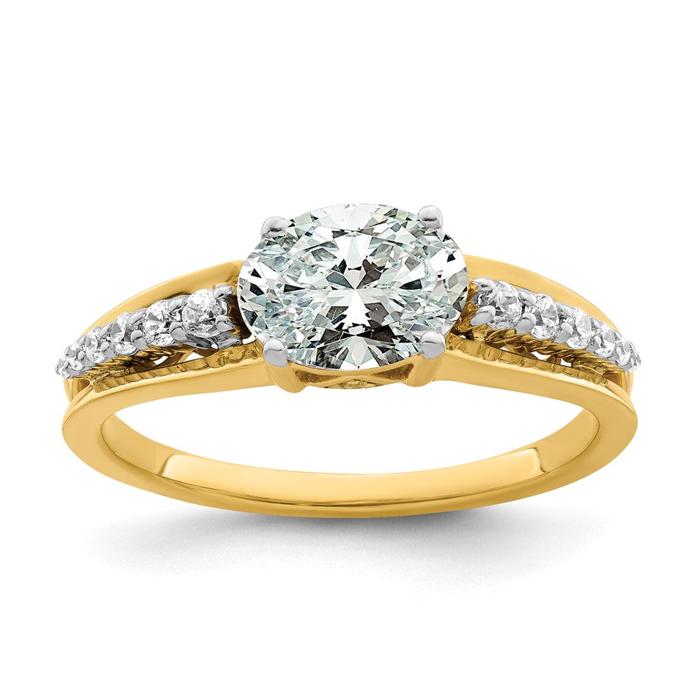 14K Bicolor Verlobungsring mit Oval-Semi-Mount, 1 ct. Diamant im Mittelstein und 0,17 ct. Laborgezüchteten Diamanten, VS/SI+ G+