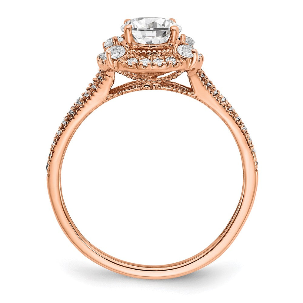 14K Roségold Verlobungsring mit 0,375 ct. im Labor gezüchteten Diamanten VS/SI+ G+, 1 ct. ovaler Diamant als Center-Semi-Mount