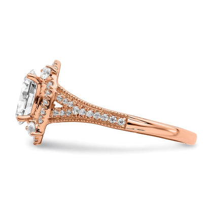 14K Roségold Verlobungsring mit 0,375 ct. im Labor gezüchteten Diamanten VS/SI+ G+, 1 ct. ovaler Diamant als Center-Semi-Mount