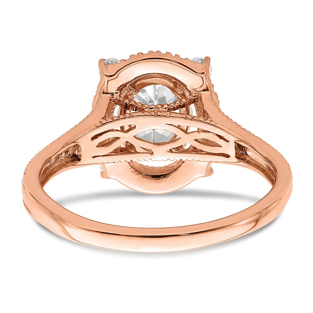14K Roségold Verlobungsring mit 0,375 ct. im Labor gezüchteten Diamanten VS/SI+ G+, 1 ct. ovaler Diamant als Center-Semi-Mount