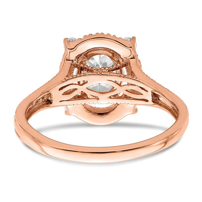 14K Roségold Verlobungsring mit 0,375 ct. im Labor gezüchteten Diamanten VS/SI+ G+, 1 ct. ovaler Diamant als Center-Semi-Mount