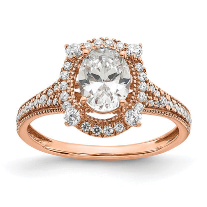 14K Roségold Verlobungsring mit 0,375 ct. im Labor gezüchteten Diamanten VS/SI+ G+, 1 ct. ovaler Diamant als Center-Semi-Mount