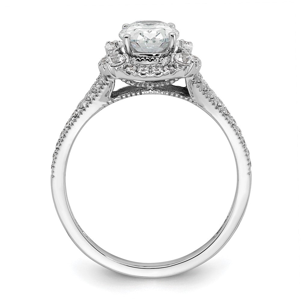 14K Weißgold Ring mit Labor-gewachsenem VS/SI FGH Diamant, Oval-Halo, Vintage-Stil