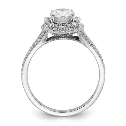 14K Weißgold Ring mit Labor-gewachsenem VS/SI FGH Diamant, Oval-Halo, Vintage-Stil