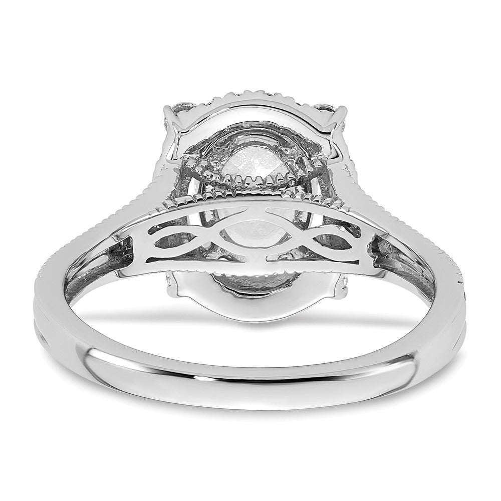14K Weißgold Ring mit Labor-gewachsenem VS/SI FGH Diamant, Oval-Halo, Vintage-Stil