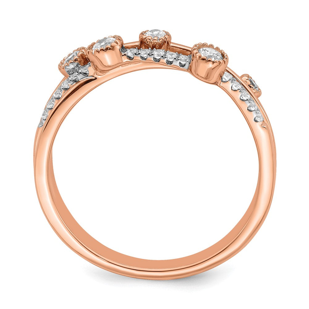14K Roségold Ring mit 0,25 ct. im Labor gezüchteten Diamanten VS/SI+ G+ Criss-Cross-Design