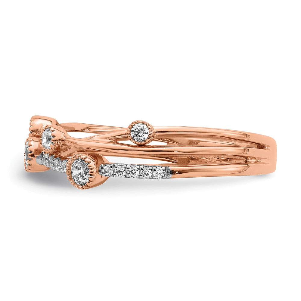 14K Roségold Ring mit 0,25 ct. im Labor gezüchteten Diamanten VS/SI+ G+ Criss-Cross-Design