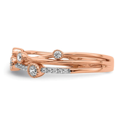 14K Roségold Ring mit 0,25 ct. im Labor gezüchteten Diamanten VS/SI+ G+ Criss-Cross-Design