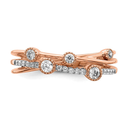 14K Roségold Ring mit 0,25 ct. im Labor gezüchteten Diamanten VS/SI+ G+ Criss-Cross-Design
