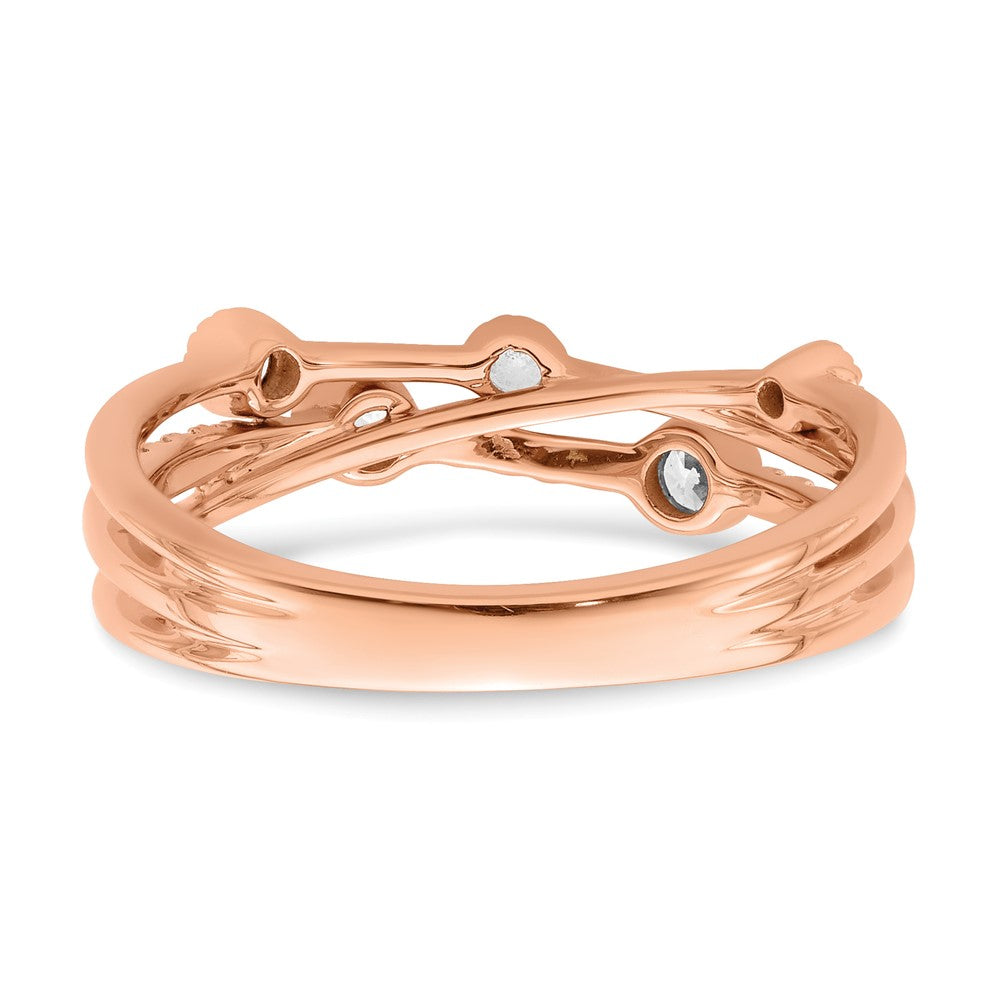 14K Roségold Ring mit 0,25 ct. im Labor gezüchteten Diamanten VS/SI+ G+ Criss-Cross-Design