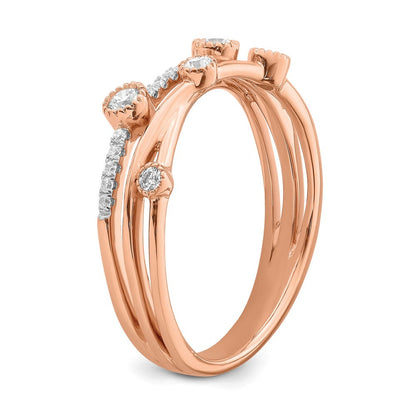 14K Roségold Ring mit 0,25 ct. im Labor gezüchteten Diamanten VS/SI+ G+ Criss-Cross-Design