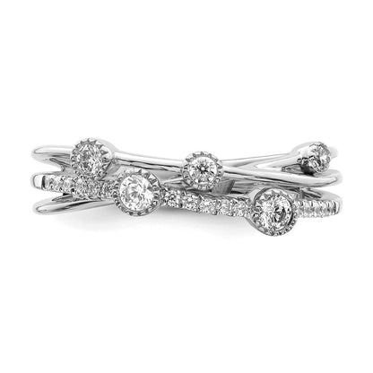 14K Weißgold Criss-Cross-Ring mit 0,25 ct. laborgezüchtetem Diamant VS/SI+ G+, komplett