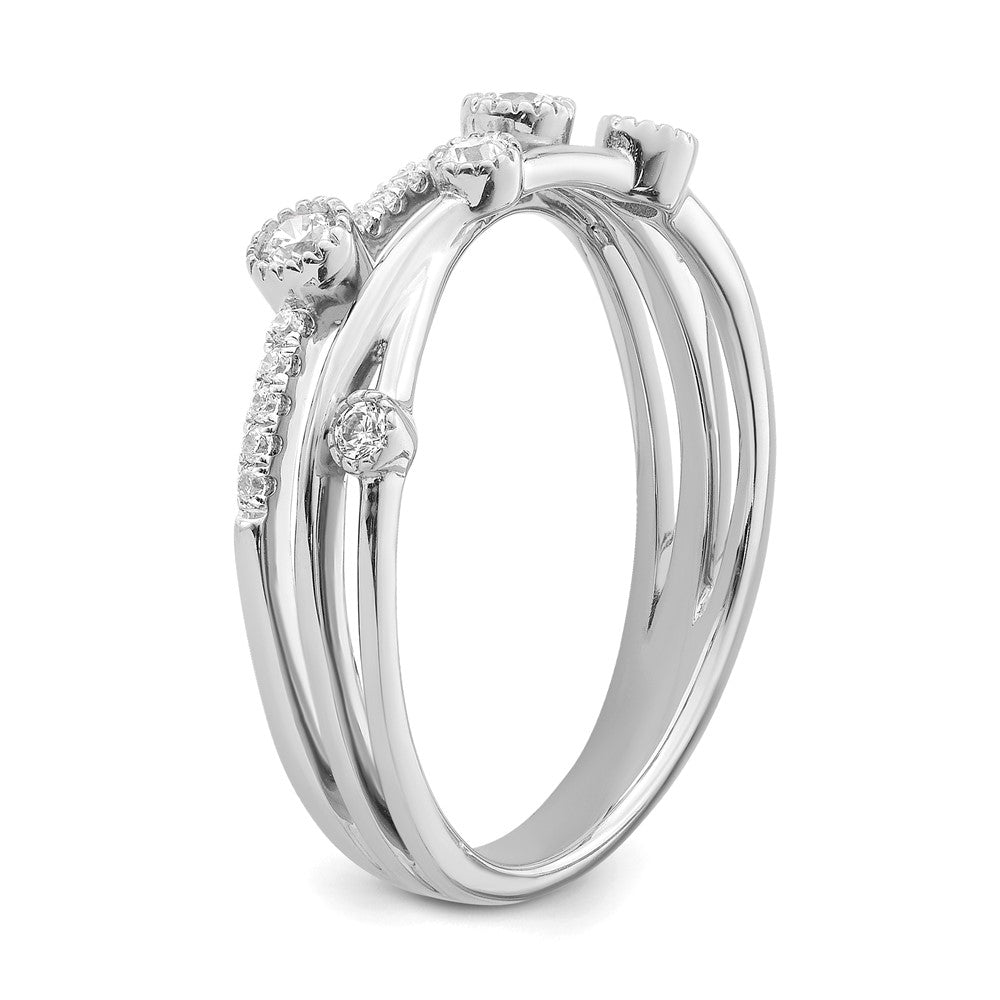 14K Weißgold Criss-Cross-Ring mit 0,25 ct. laborgezüchtetem Diamant VS/SI+ G+, komplett