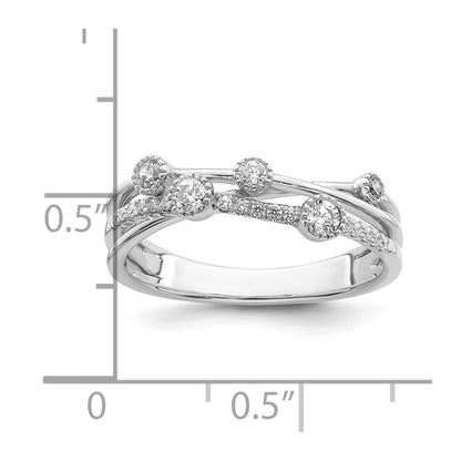 14K Weißgold Criss-Cross-Ring mit 0,25 ct. laborgezüchtetem Diamant VS/SI+ G+, komplett